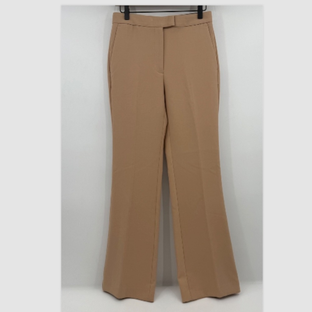 Ann Taylor Pants Women 2 NEW Beige Flare Leg Mid Rise Slash Pockets Office